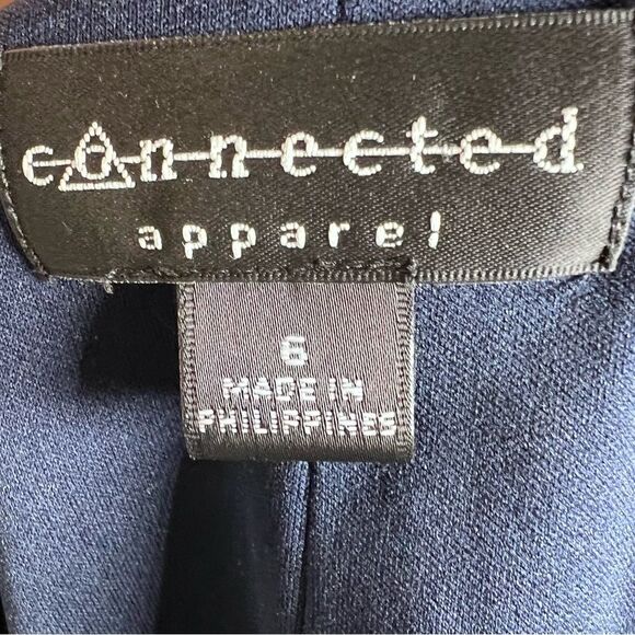 Navy and white artistic dot print cowl neck sheath dress size 6 - Picture 5 of 6